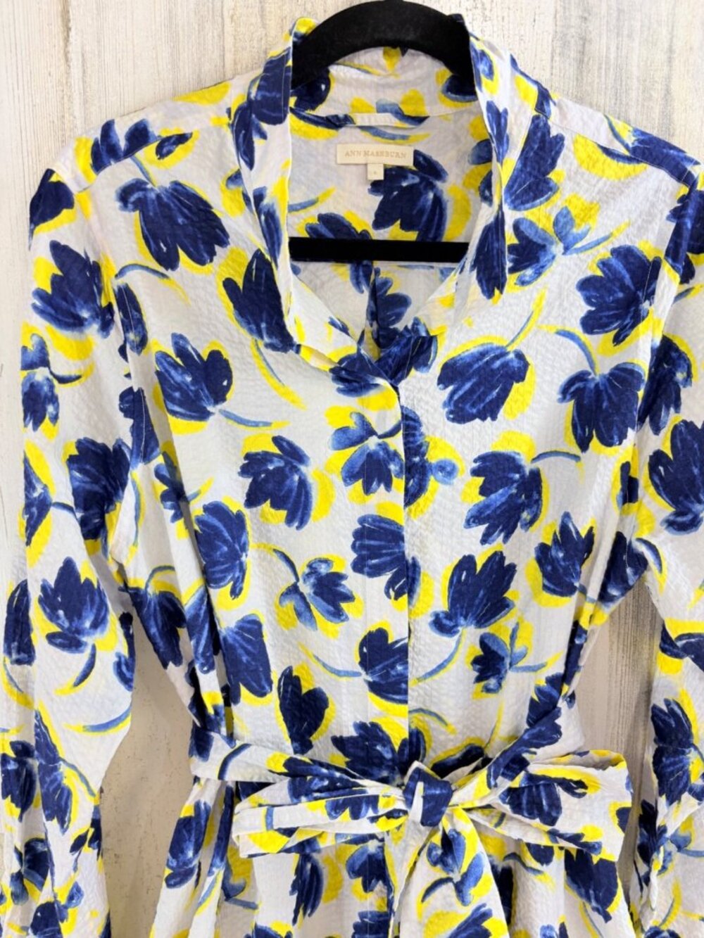 Ann Mashburn Sz L Annette Shirt Dress Floral Seersucker - Picture 2 of 16
